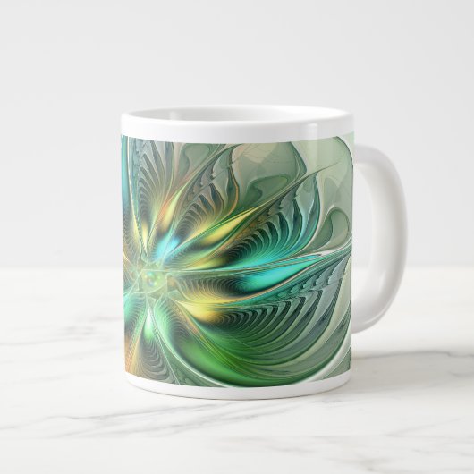 Colorful Fantasy Modern Abstract Flower Fractal Grote Koffiekop (Voorkant rechts)