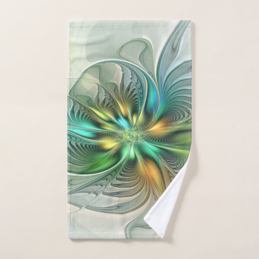 Colorful Fantasy Modern Abstract Flower Fractal Handdoek (Handdoek)