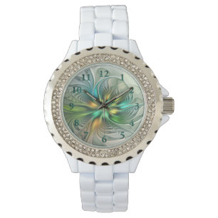 Colorful Fantasy Modern Abstract Flower Fractal Horloge