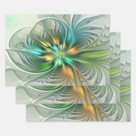 Colorful Fantasy Modern Abstract Flower Fractal Inpakpapier Vel