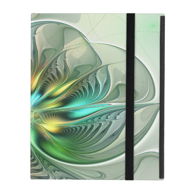 Colorful Fantasy Modern Abstract Flower Fractal iPad Hoesje (Voorkant Dicht)