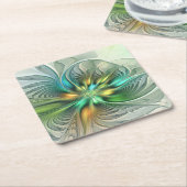 Colorful Fantasy Modern Abstract Flower Fractal Kartonnen Onderzetters (Schuin)