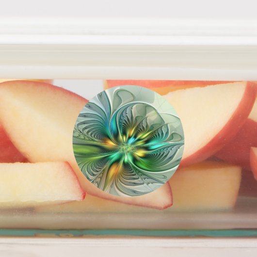 Colorful Fantasy Modern Abstract Flower Fractal Labels (Aangebracht)