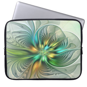 Colorful Fantasy Modern Abstract Flower Fractal Laptop Sleeve