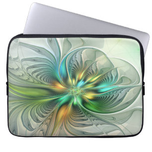 Colorful Fantasy Modern Abstract Flower Fractal Laptop Sleeve