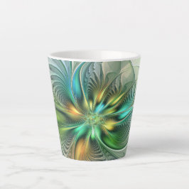 Colorful Fantasy Modern Abstract Flower Fractal Latte Mok