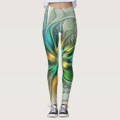 Colorful Fantasy Modern Abstract Flower Fractal Leggings (Voorkant)