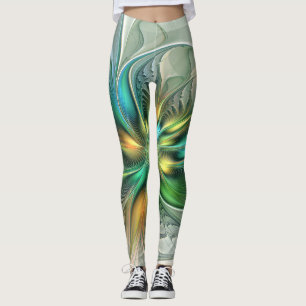 Colorful Fantasy Modern Abstract Flower Fractal Leggings