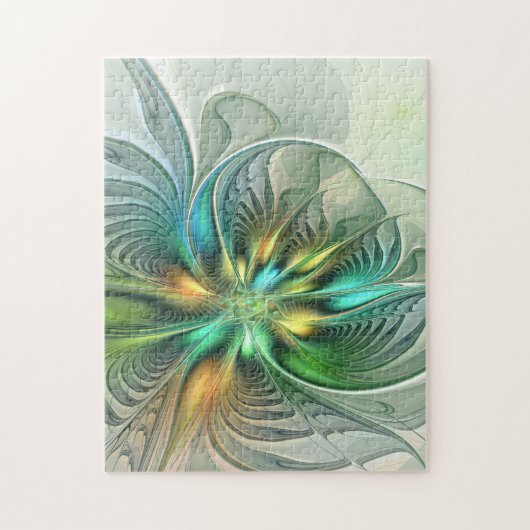 Colorful Fantasy Modern Abstract Flower Fractal Legpuzzel (Verticaal)