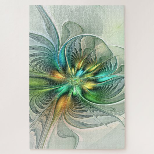 Colorful Fantasy Modern Abstract Flower Fractal Legpuzzel (Verticaal)