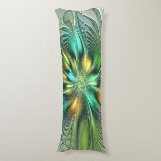 Colorful Fantasy Modern Abstract Flower Fractal Lichaamskussen (Voorkant Verticaal)