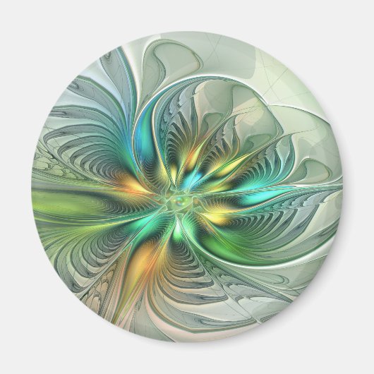 Colorful Fantasy Modern Abstract Flower Fractal Magneet (Voorkant)