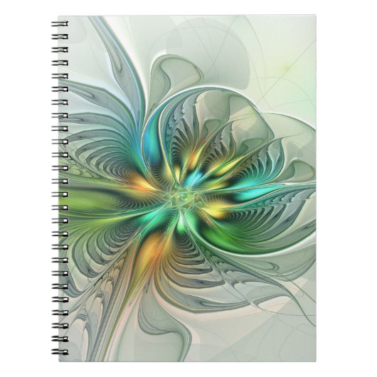 Colorful Fantasy Modern Abstract Flower Fractal Notitieboek (Voorkant)