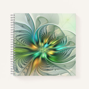 Colorful Fantasy Modern Abstract Flower Fractal Notitieboek