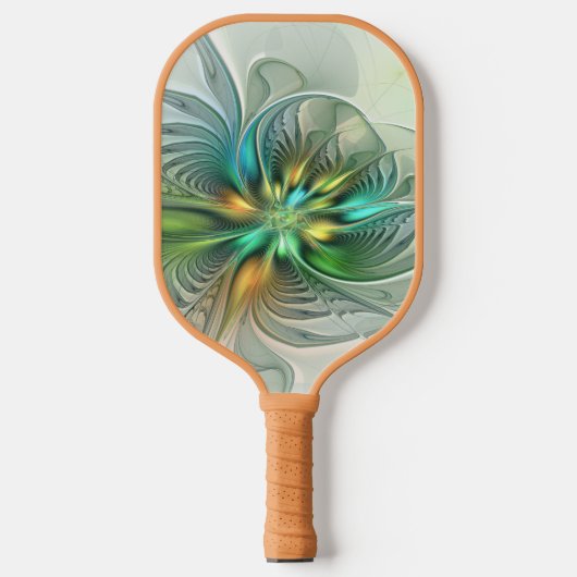 Colorful Fantasy Modern Abstract Flower Fractal Pickleball Paddle (Voorkant)