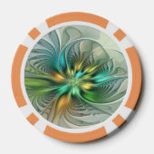 Colorful Fantasy Modern Abstract Flower Fractal Poker Chips (Achterkant)