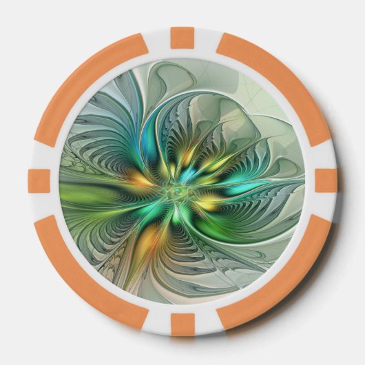 Colorful Fantasy Modern Abstract Flower Fractal Poker Chips (Voorkant)