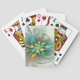 Colorful Fantasy Modern Abstract Flower Fractal Pokerkaarten