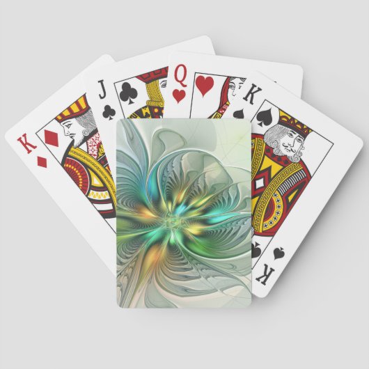 Colorful Fantasy Modern Abstract Flower Fractal Pokerkaarten (Achterkant)