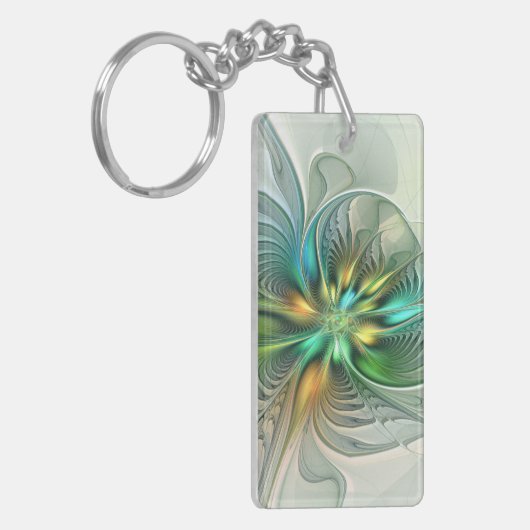 Colorful Fantasy Modern Abstract Flower Fractal Sleutelhanger (Voorkant Links)
