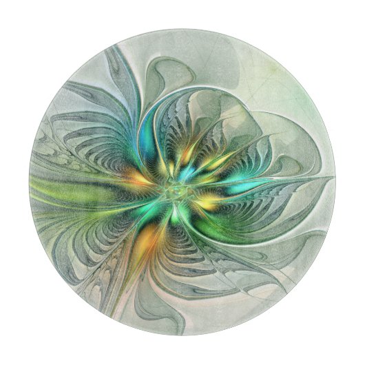Colorful Fantasy Modern Abstract Flower Fractal Snijplank (Voorkant)