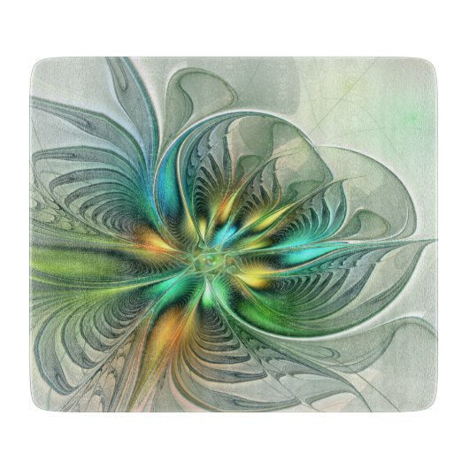 Colorful Fantasy Modern Abstract Flower Fractal Snijplank (Voorkant)