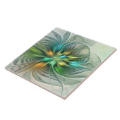 Colorful Fantasy Modern Abstract Flower Fractal Tegeltje (Zijkant)