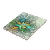 Colorful Fantasy Modern Abstract Flower Fractal Tegeltje (Zijkant)