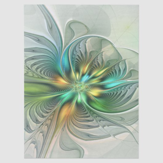 Colorful Fantasy Modern Abstract Flower Fractal Tissuepapier (Voorkant)