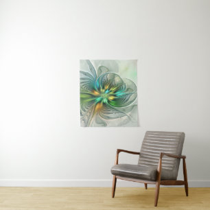 Colorful Fantasy Modern Abstract Flower Fractal Wandkleed