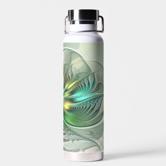 Colorful Fantasy Modern Abstract Flower Fractal Waterfles (Achterkant)