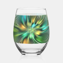 Colorful Fantasy Modern Abstract Flower Fractal Wijnglas Zonder Voet