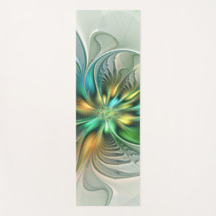 Colorful Fantasy Modern Abstract Flower Fractal Yogamat