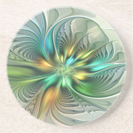 Colorful Fantasy Modern Abstract Flower Fractal Zandsteen Onderzetter (Voorkant)