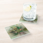 Colorful Fantasy Modern Abstract Fractal Flower Glazen Onderzetter (Schuin)