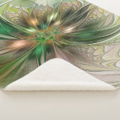 Colorful Fantasy Modern Abstract Fractal Flower Sherpa Deken (3/4)