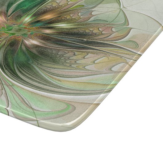 Colorful Fantasy Modern Abstract Fractal Flower Snijplank (Hoek)