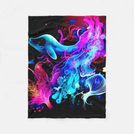 COLORFUL FANTASY ZEE CREATURES FLEECE BLANKET DEKEN (Voorkant)