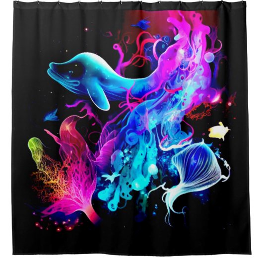 COLORFUL FANTASY ZEE CREATURES SHOWER CURTATIE DOUCHEGORDIJN (Voorkant)