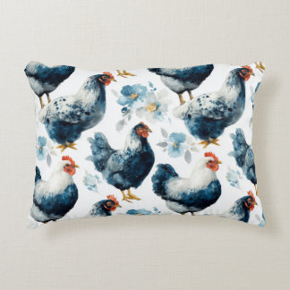 Colorful Farm Rooster And Hens  Accent Kussen
