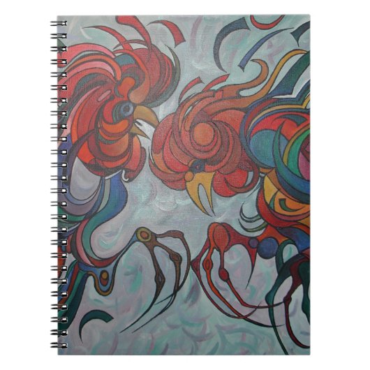 Colorful Farmyard Roosters Notitieboek (Voorkant)