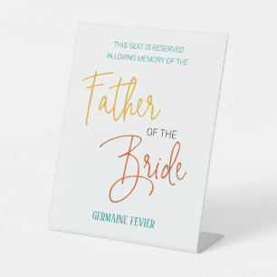 Colorful Father of the Bride Memorial Seat Wedding Reclamebord Met Voetstuk