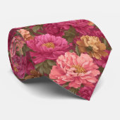 Colorful Fathers Day Gift Peonies Floral Stropdas (Opgerold)