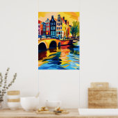 Colorful Fauvist Amsterdam Canal Wall Art Poster (Keuken)