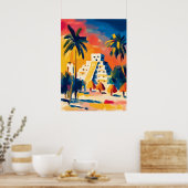 Colorful Fauvist Chichen Itza Pyramid Art Poster (Keuken)
