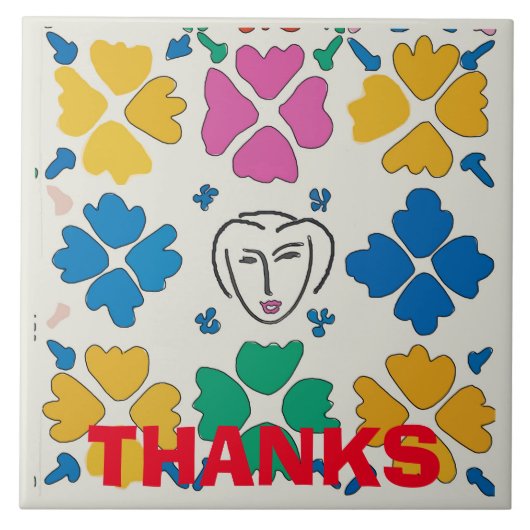 Colorful Fauvist Flowers & Face Tegeltje (Voorkant)