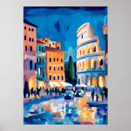Colorful Fauvist Rome Colosseum Wall Art Poster