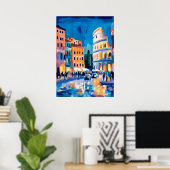 Colorful Fauvist Rome Colosseum Wall Art Poster (Thuiskantoor)