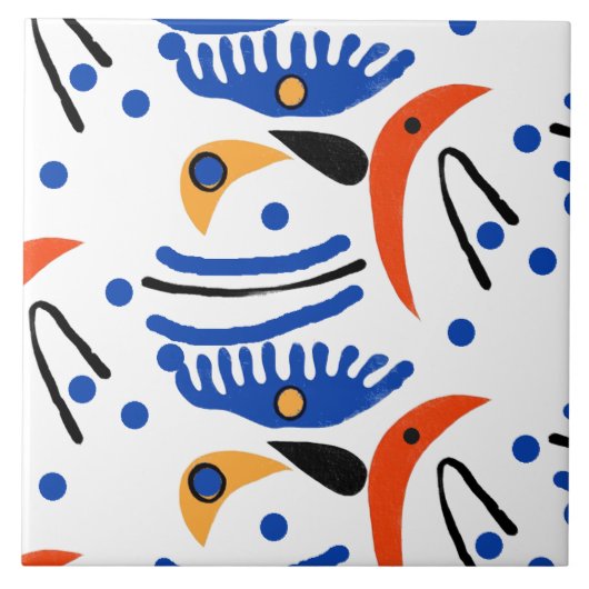 Colorful Fauvist Shapes Ceramic Tile Tegeltje (Voorkant)