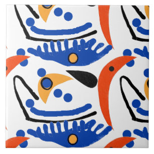Colorful Fauvist Shapes Ceramic Tile Tegeltje